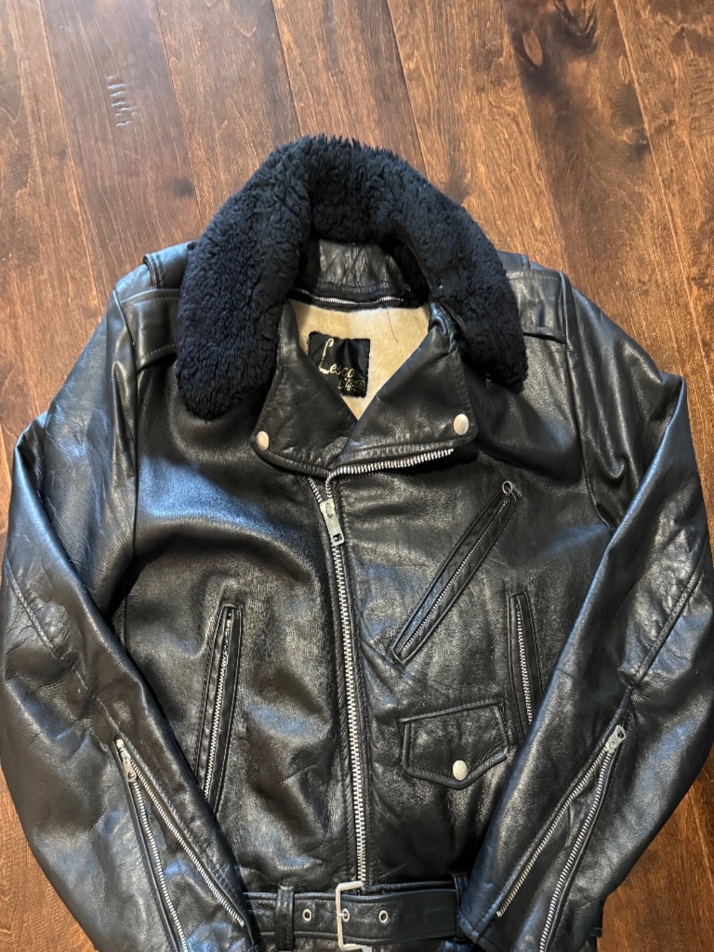 Lesco Vintage Men's Black Leather Motorcycle Jacket